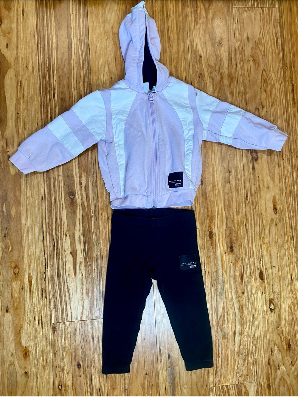 adidas Lavender and Black Kids Hoodie Tracksuit Set